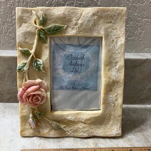 Elizabeth Andrews Ltd. PICTURE FRAME 3D Floral Pink Rose Holds 3 1/2" X 5" Photo